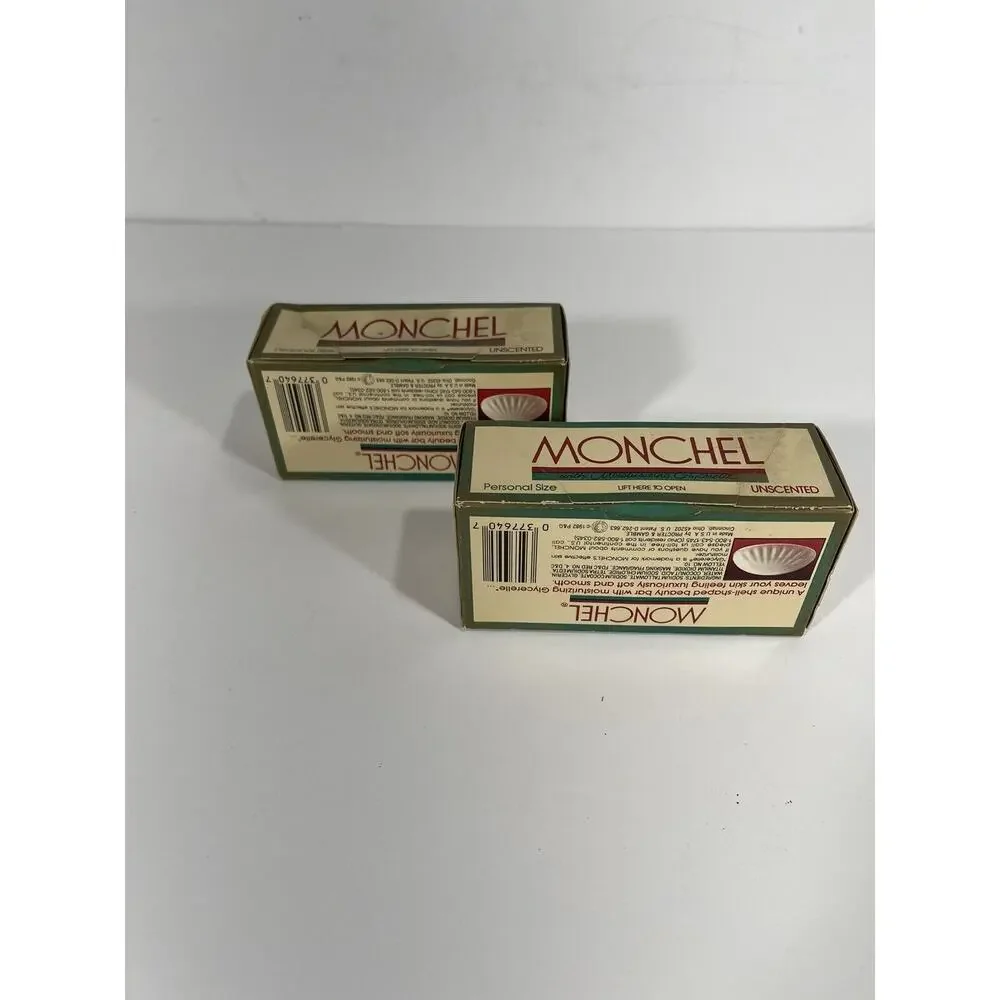 Lot Of 2 Vintage Monchel Pearl White UnScented Bar Soap 1982 New Old Stock Shell